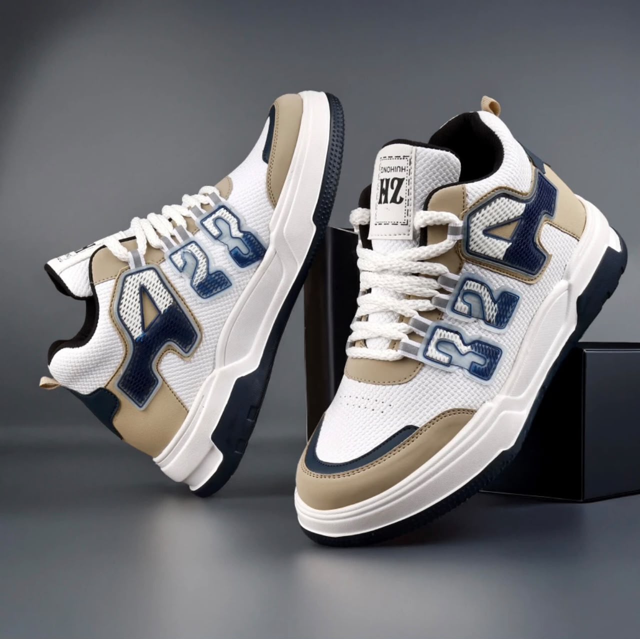 A23 High Top Sneakers – White/Cream