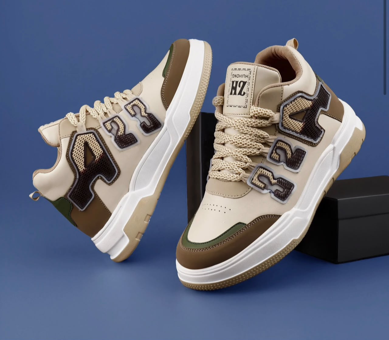 A23 High Top Sneakers – Cream/Cheeku