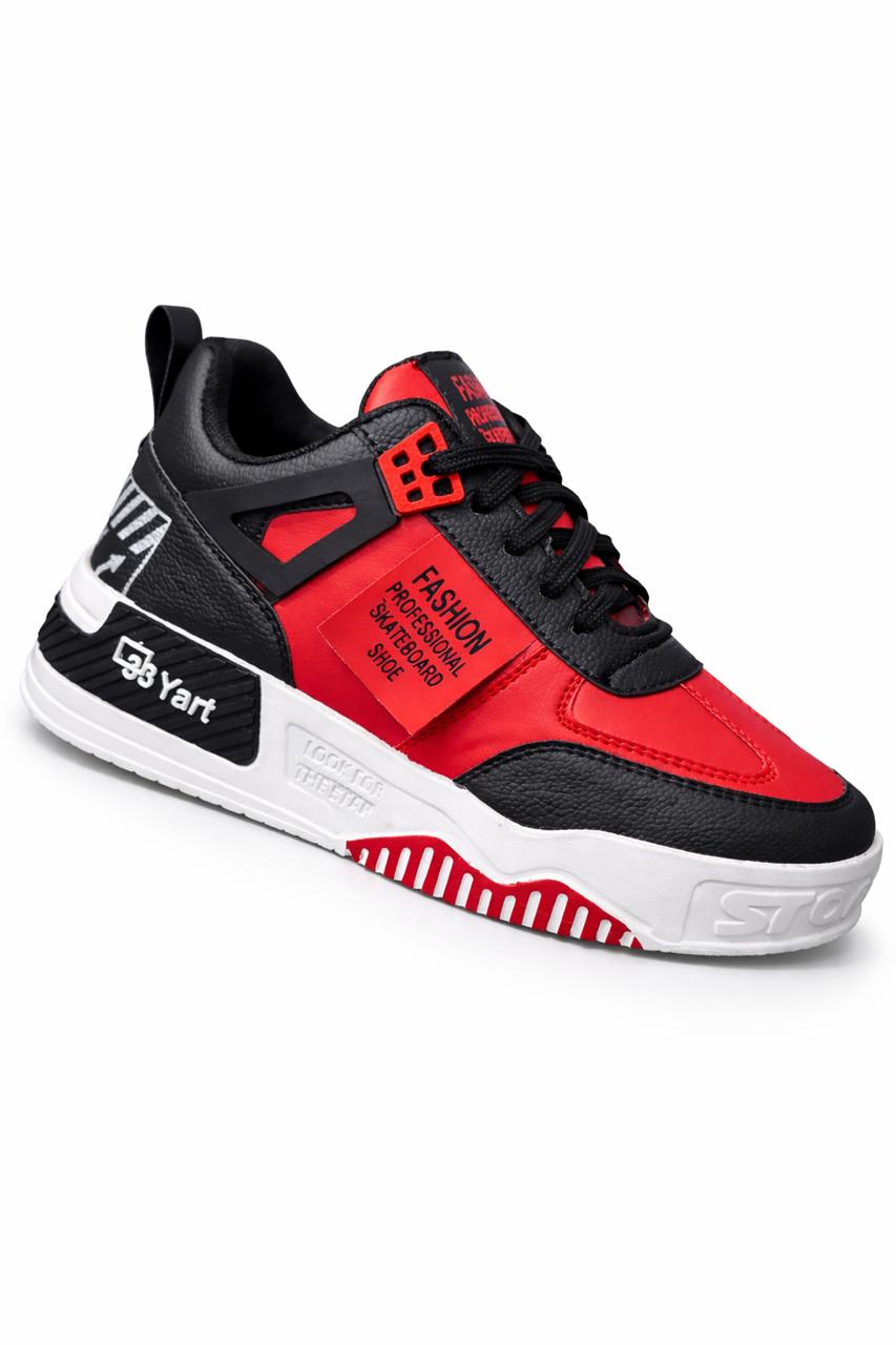 Red Black Chunky Sneakers for Men