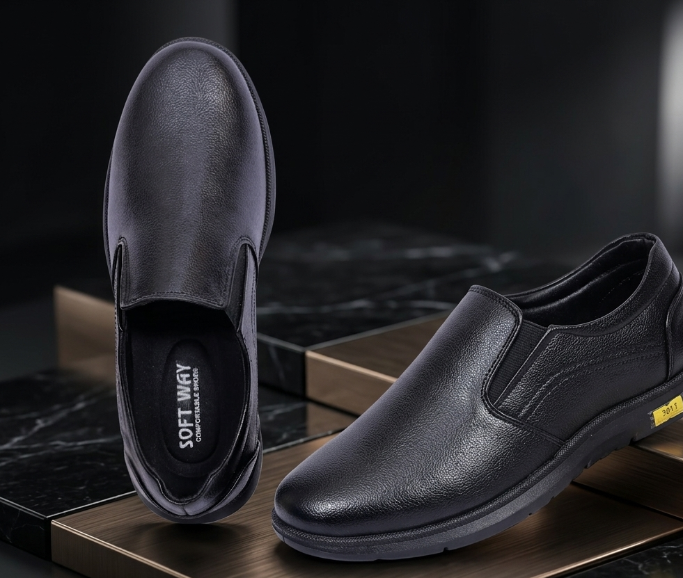 Men’s Black Italian Style Slip-On Casual Shoes