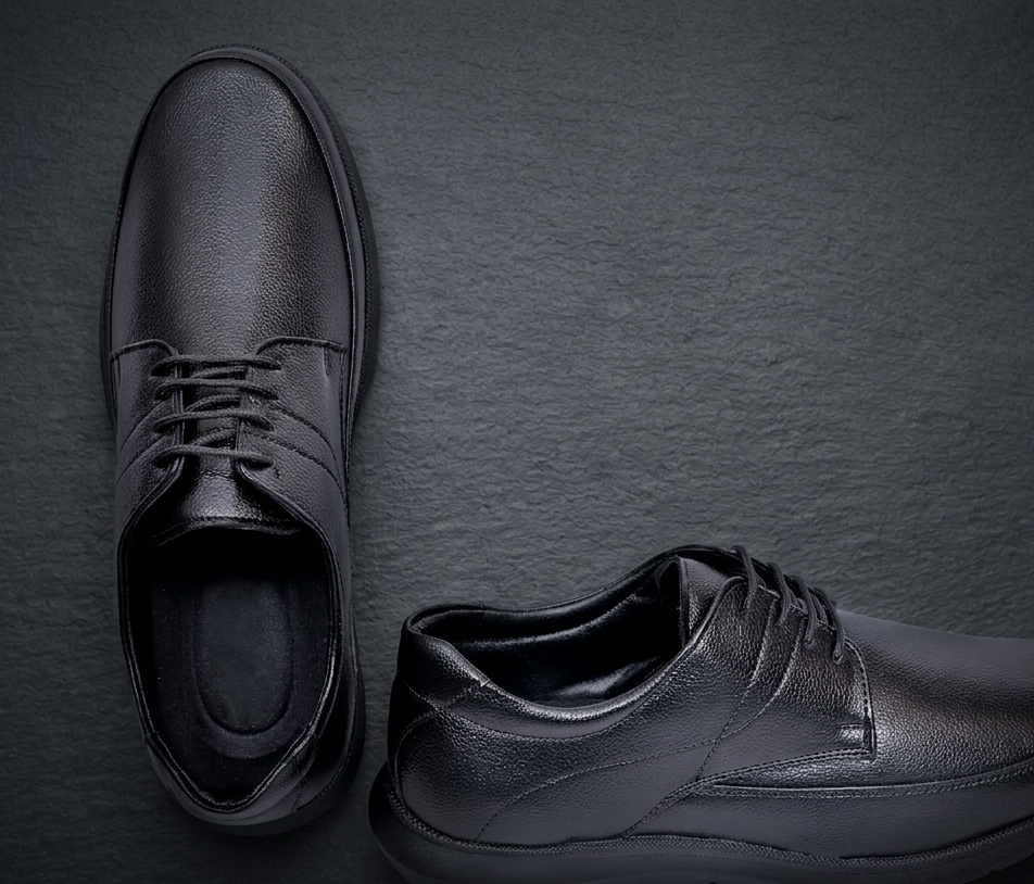Men’s Textured Black Italian Style Comfort Shoes