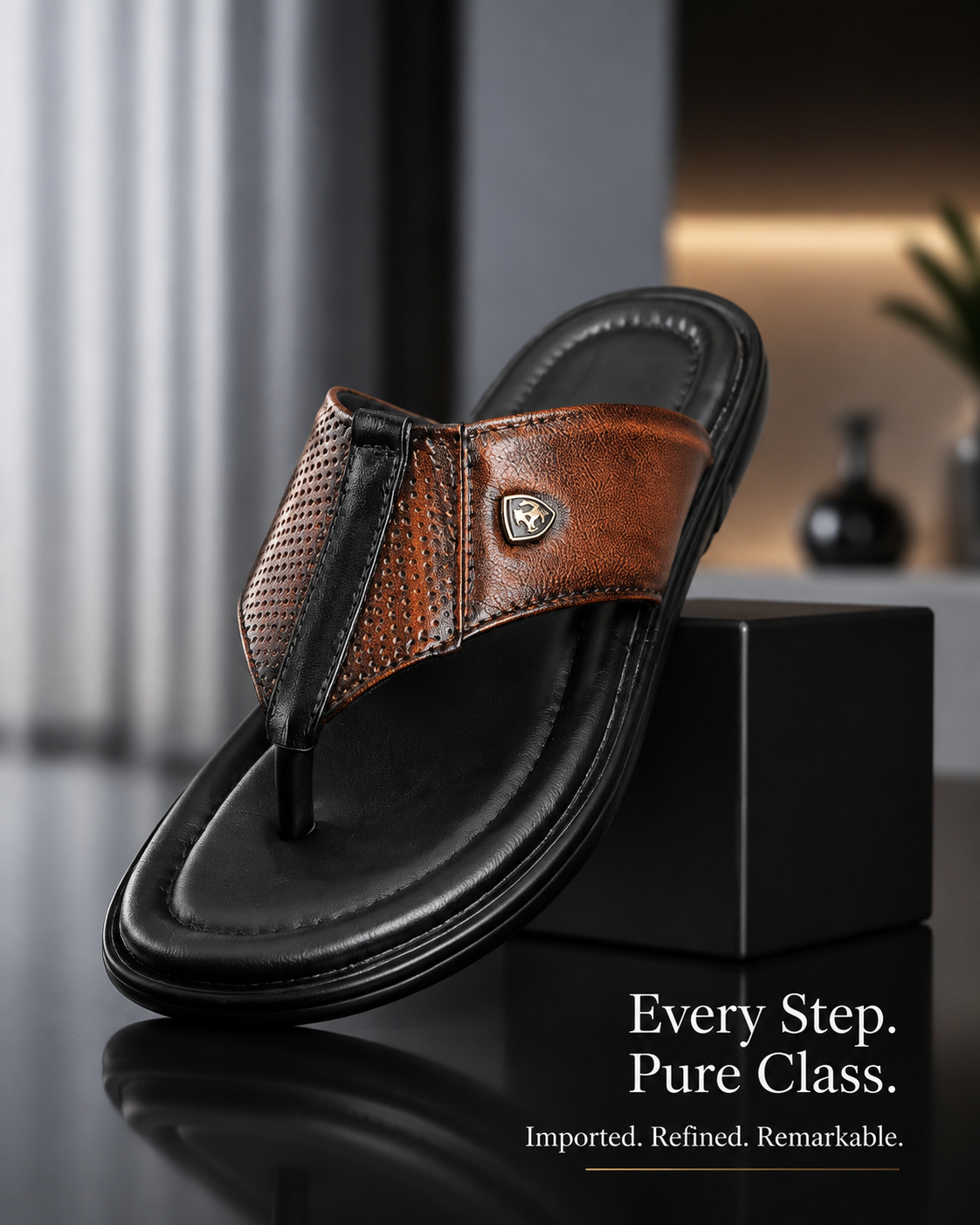 Men’s Genuine Leather Slipper | Premium Comfortable Slip-On Slippers | Stylish Casual & Daily Wear Sandals