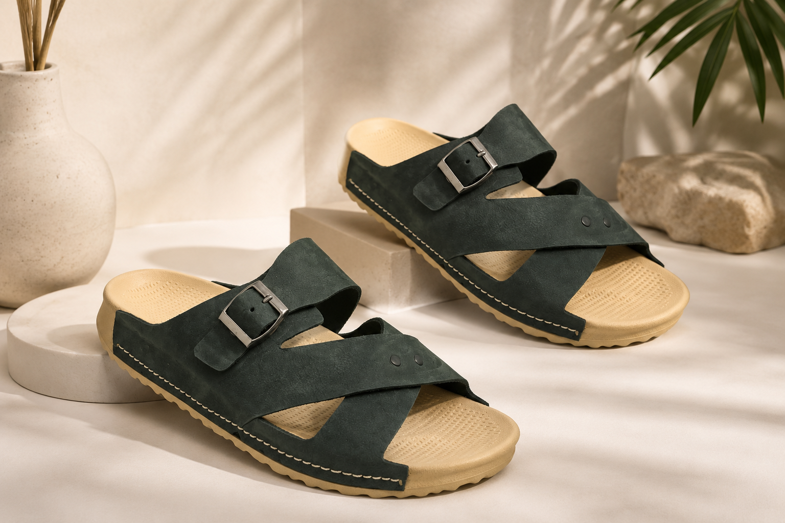 Men’s Premium Buckle Slip-On Sandals | Stylish Casual & Formal Footwear