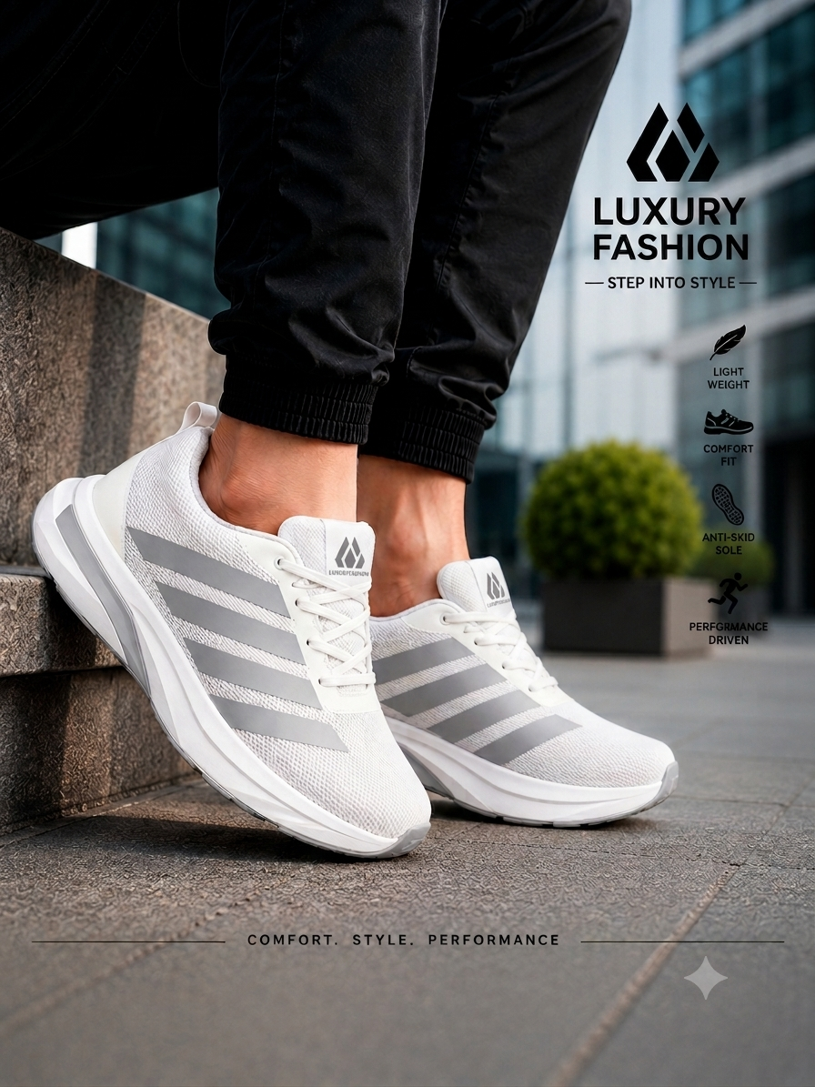 Kardam&Sons Men's White High Top Sneakers | Stylish Lace-Up Casual Sports Shoes