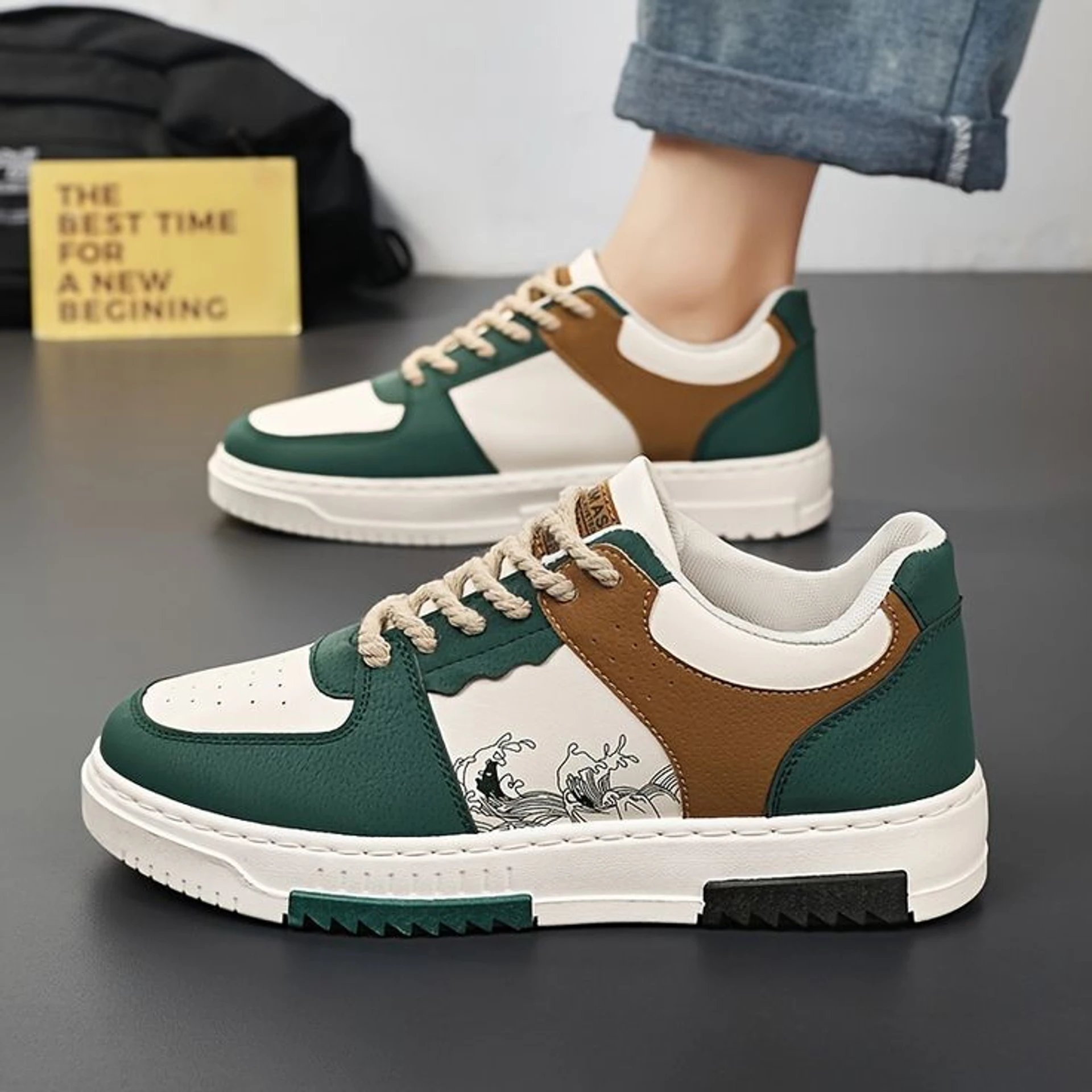 Kardam&Sons Men's White High Top Sneakers | Stylish Lace-Up Casual Sports Shoes